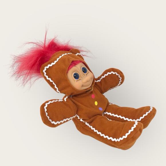 Russ Troll Kidz 10" Plush Wee Gingerbread Man Christmas Vintage Holiday Doll - Picture 4 of 6